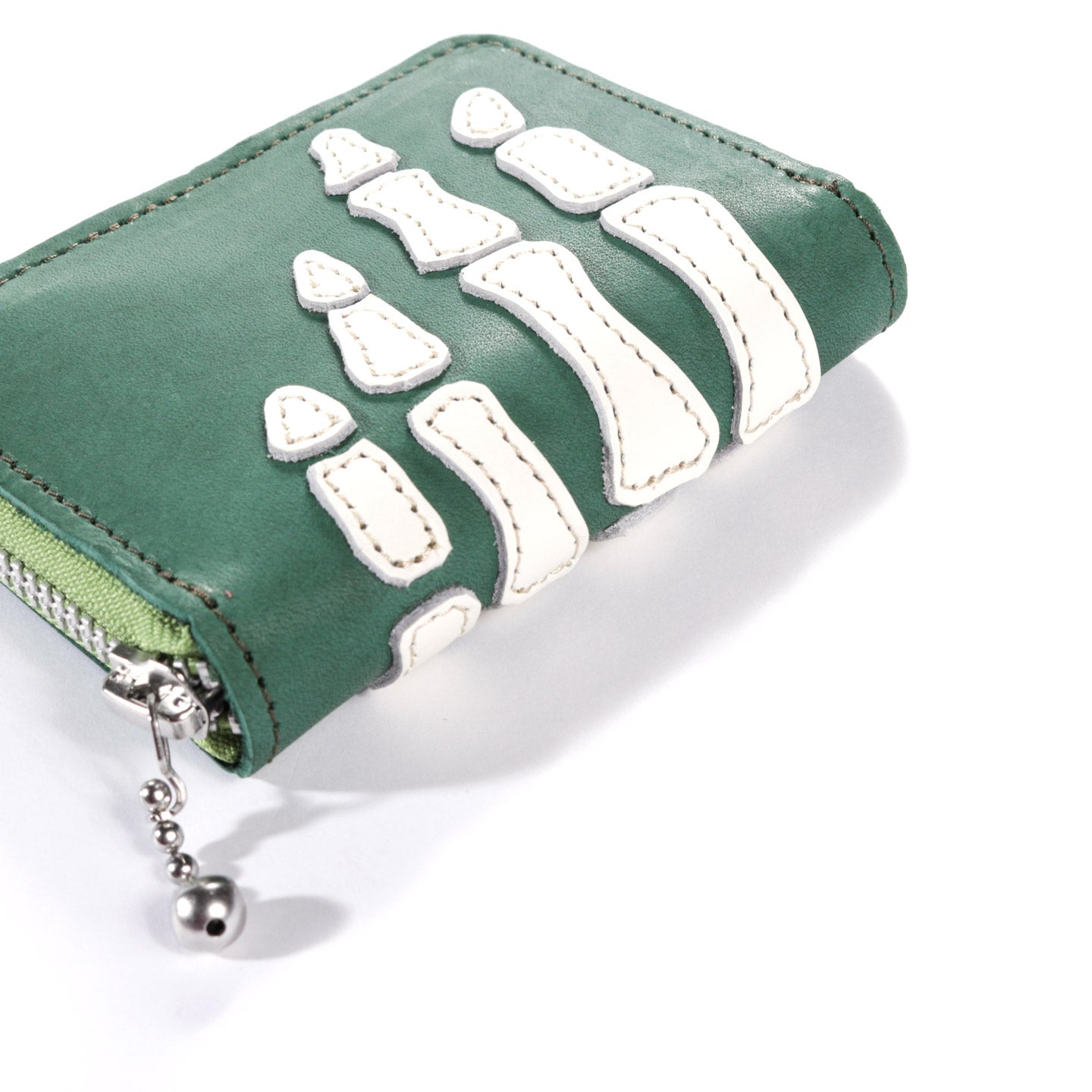 KAPITAL THUMB-UP BONE HAND ZIP MINI WALLET GREEN