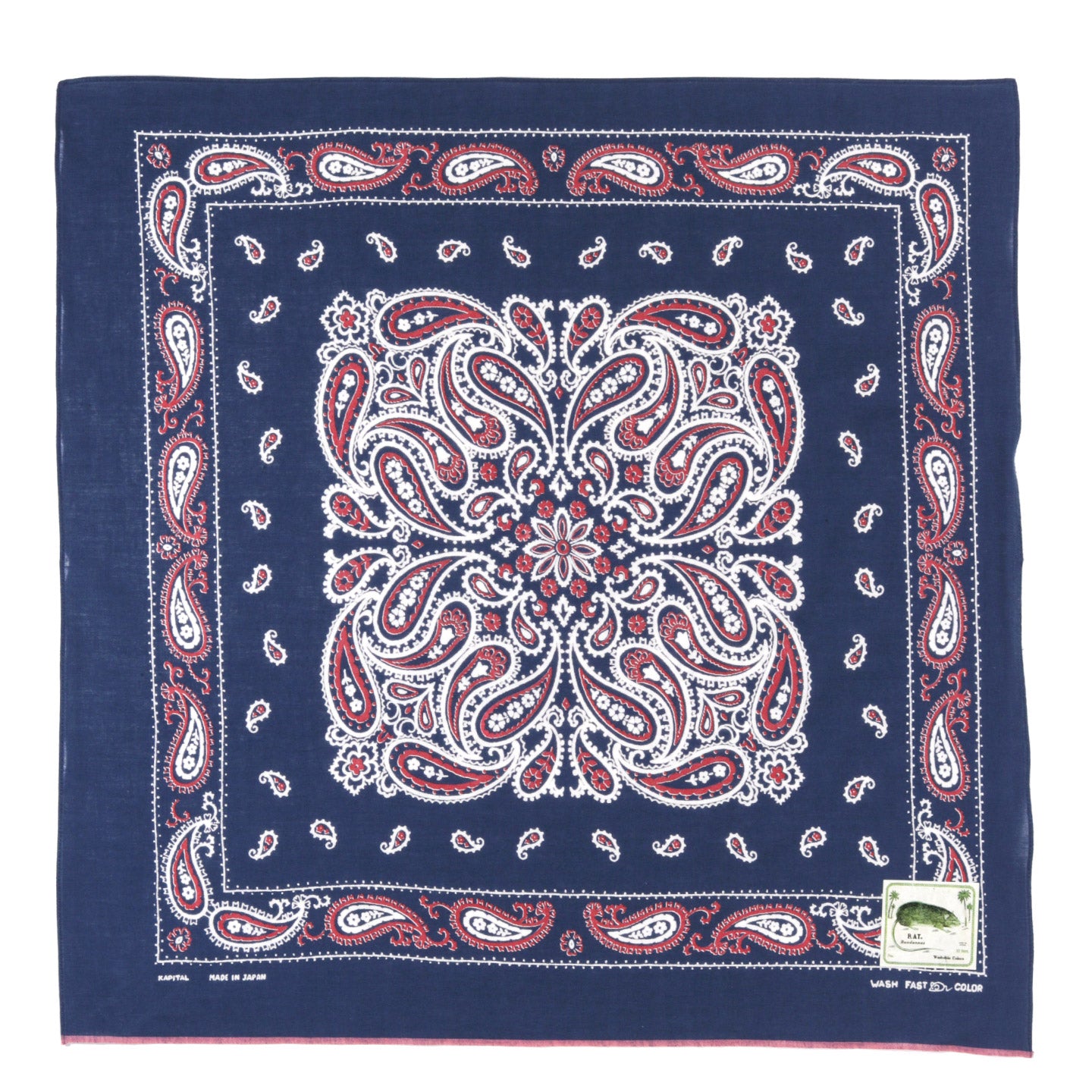 KAPITAL FASTCOLOR SELVEDGE BANDANA DOLPHIN DANCE NAVY