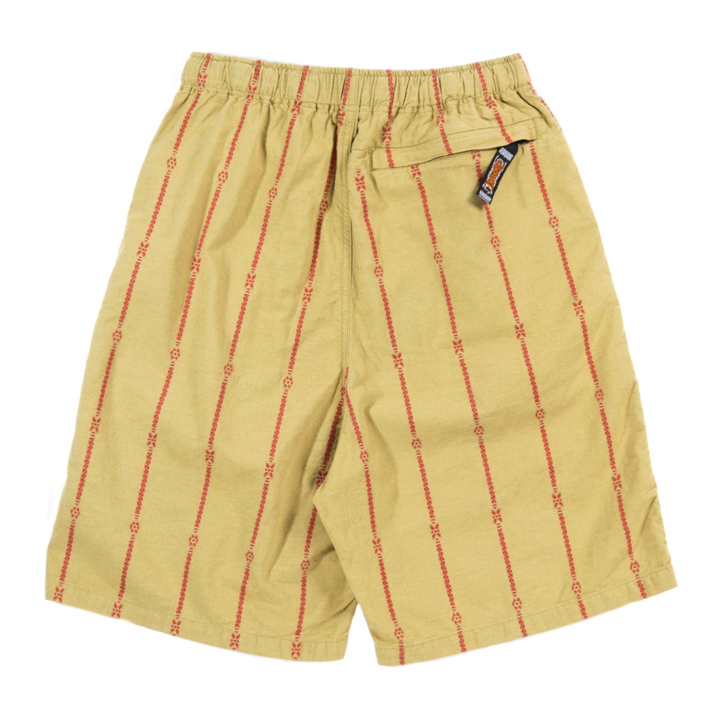 KAPITAL COTTON LINEN SIAM STRIPE EASY SHORTS LIGHT KHAKI