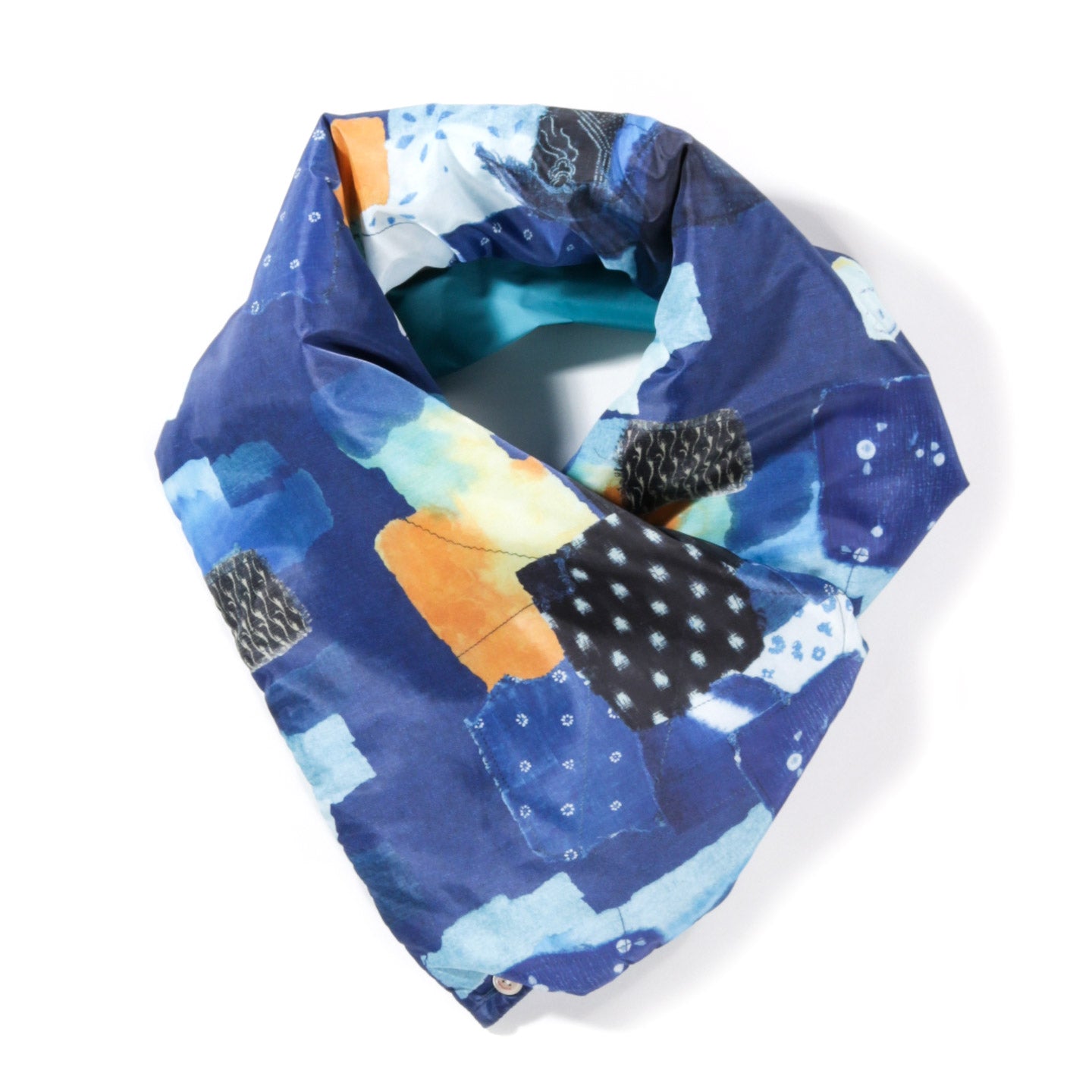 KAPITAL BORO PRINT NYLON OYSE SNOOD SCARF NAVY