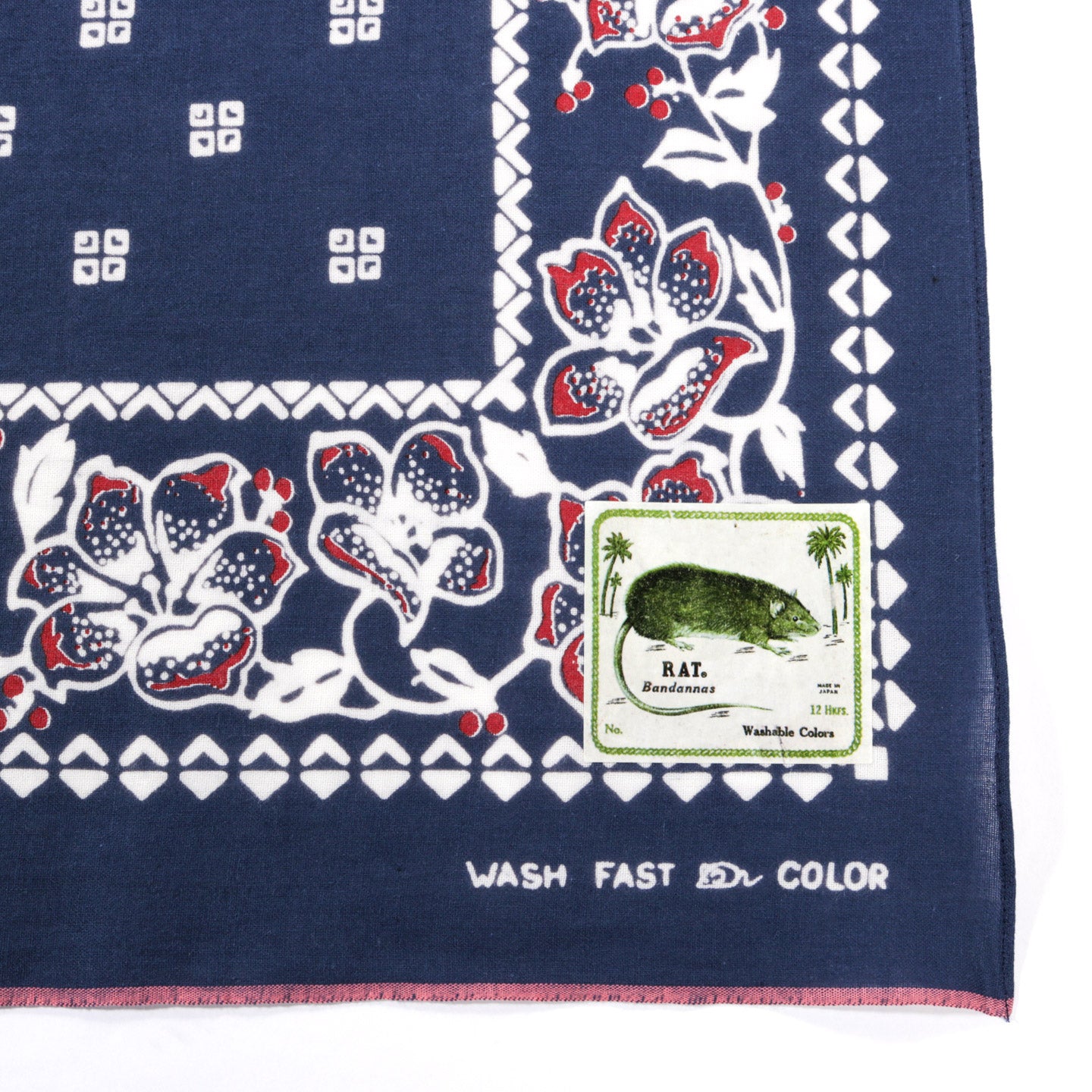 KAPITAL FASTCOLOR SELVEDGE BANDANA AMAZON LILY NAVY