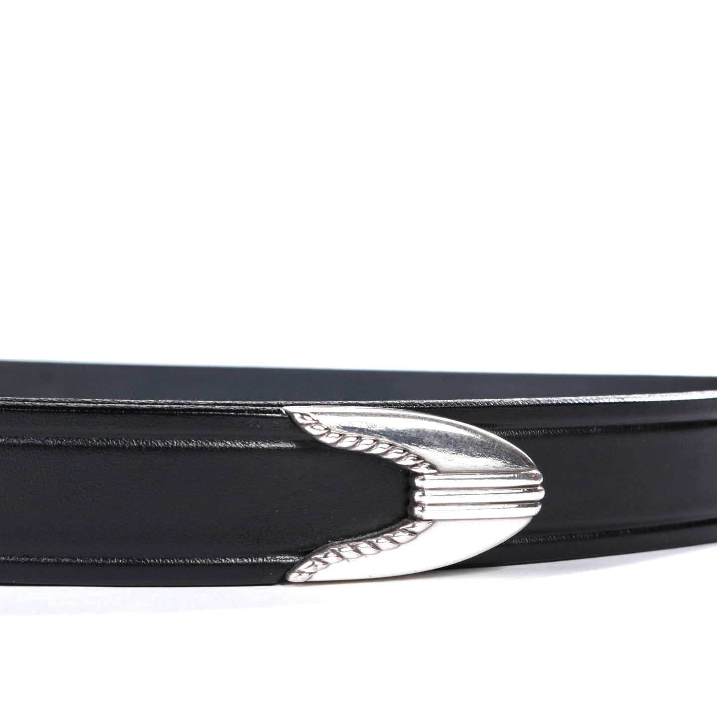 MONITALY EXTENDED 1" CREASED BELT WITH SILVER SET BLACK