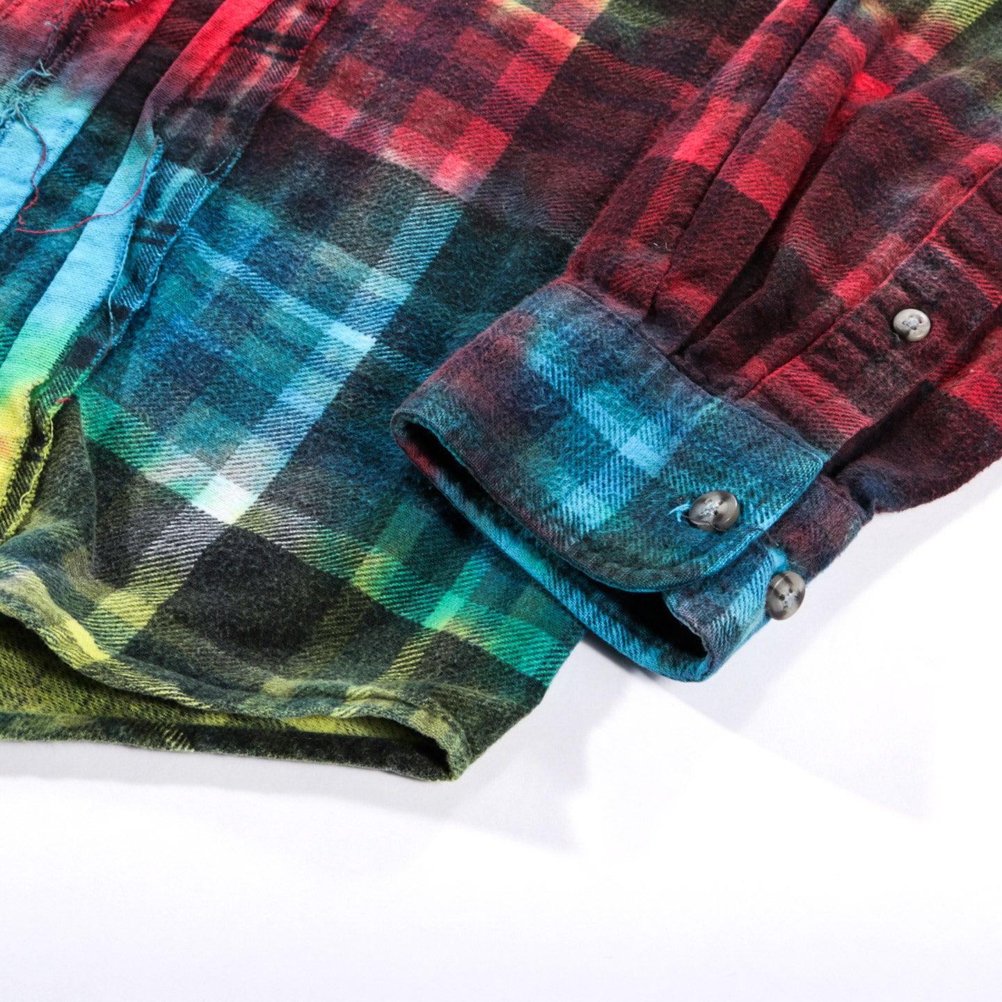 REBUILD BY NEEDLES RIBBON FLANNEL SHIRT TIE DYE - S (A)