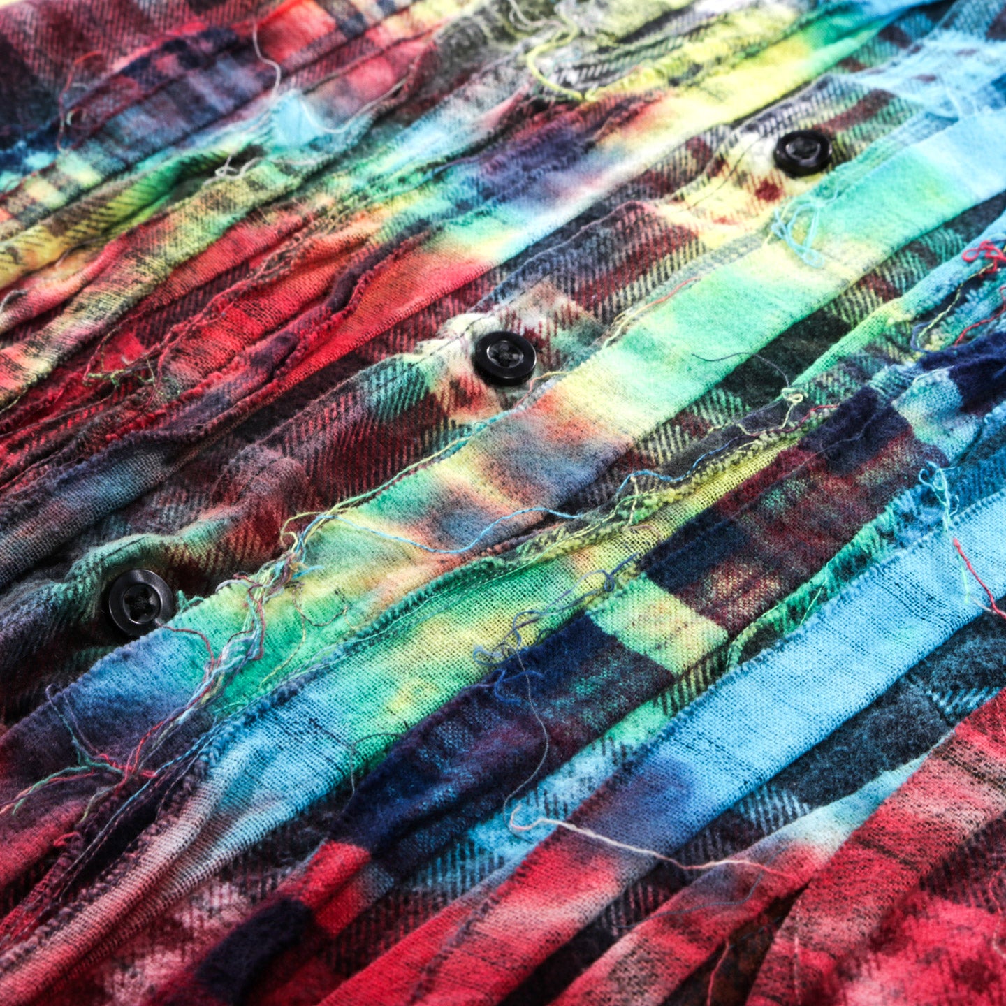 REBUILD BY NEEDLES RIBBON FLANNEL SHIRT TIE DYE - S (B)