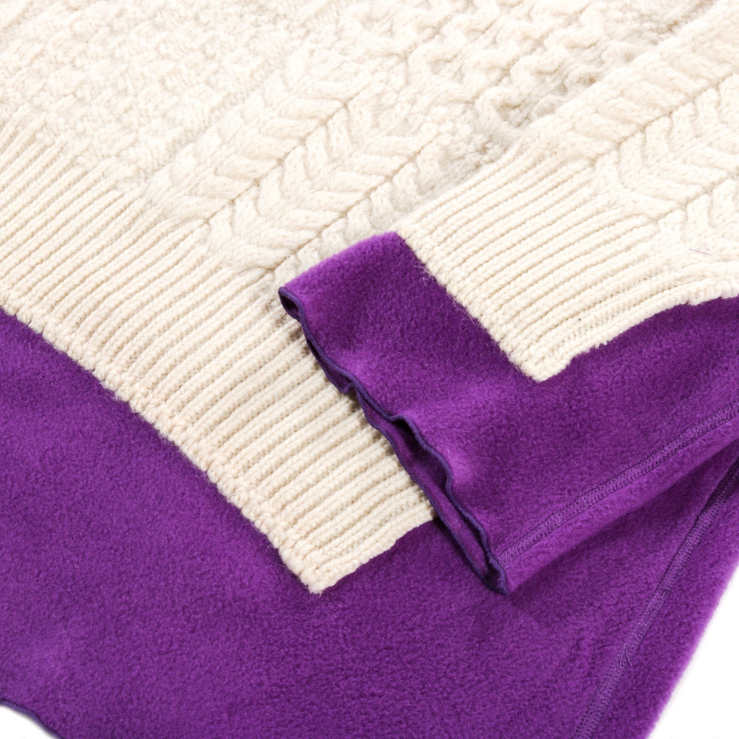 REBUILD BY NEEDLES FISHERMAN SWEATER NATURAL / PURPLE - S (B)