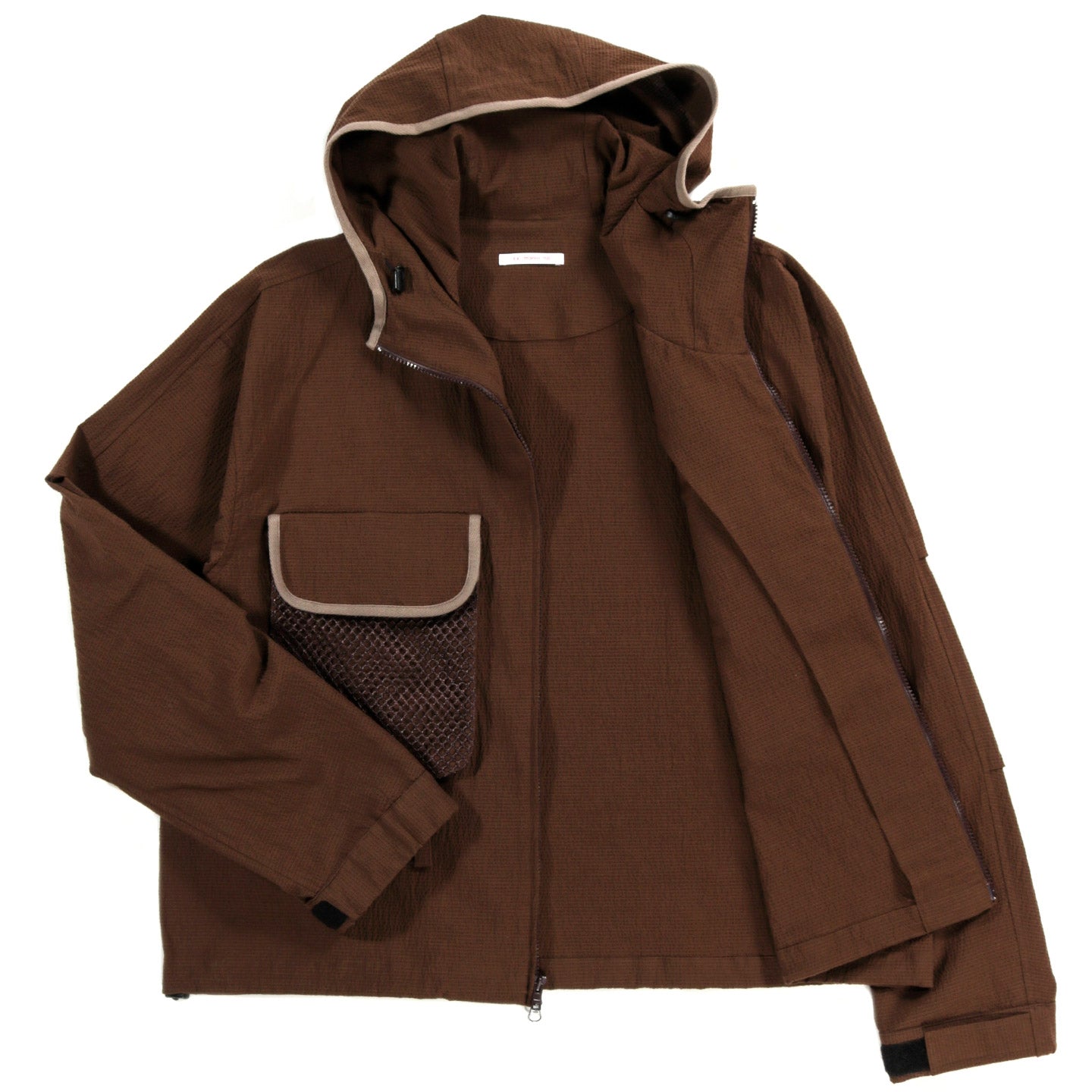 S.K. MANOR HILL WADING JACKET BROWN PUCKERED COTTON