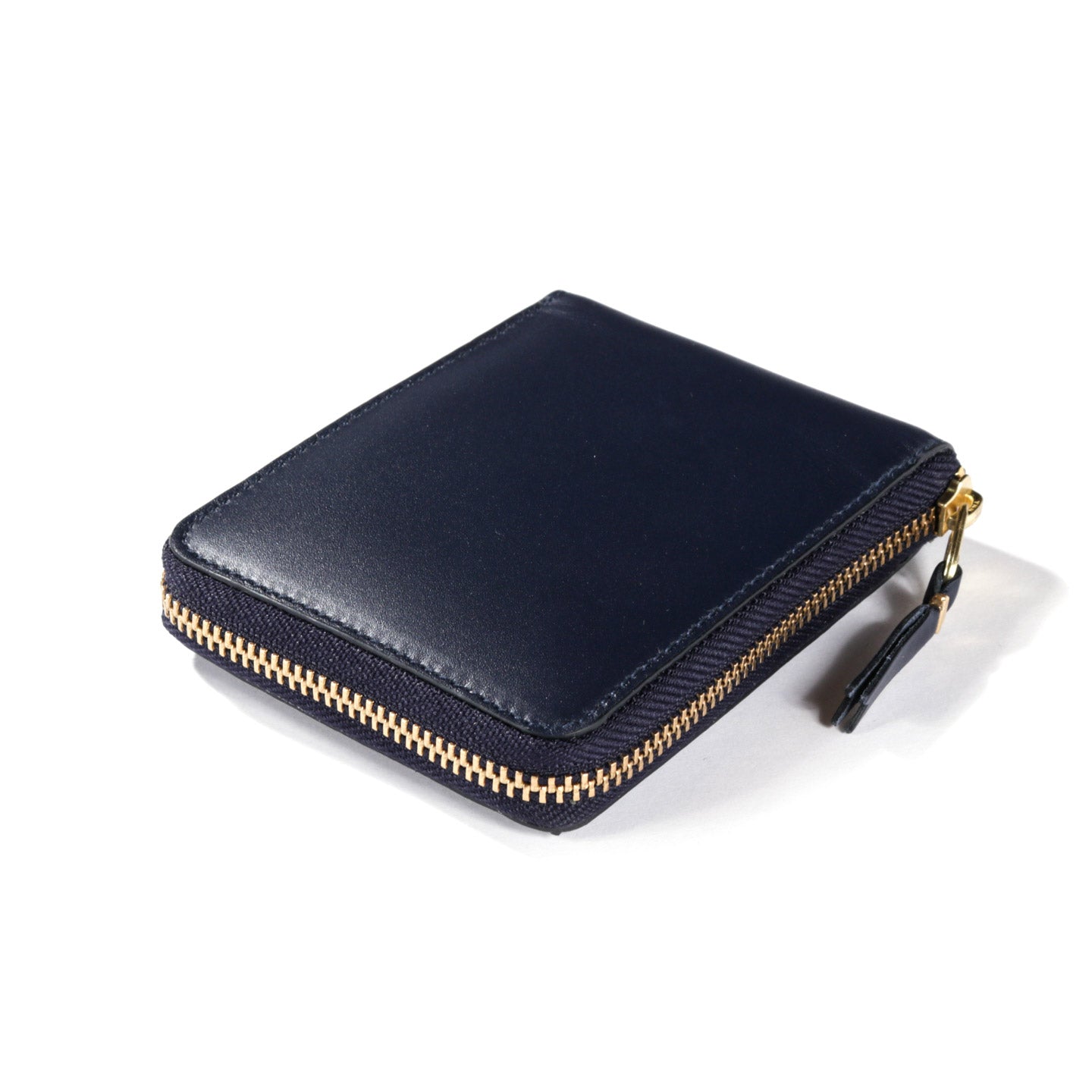 COMME DES GARCONS SA7100 CLASSIC LEATHER ZIP WALLET NAVY