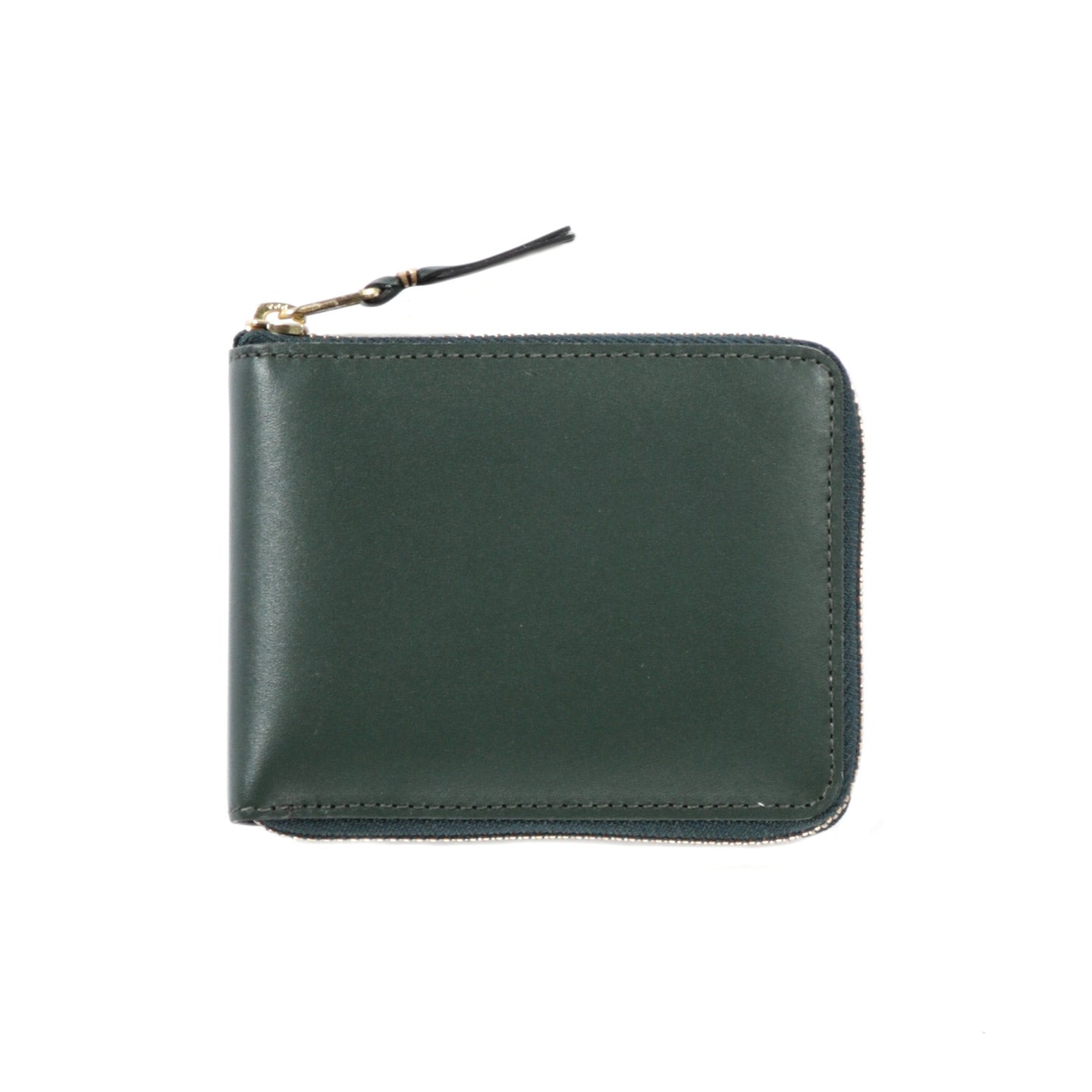 COMME DES GARCONS SA7100 CLASSIC LEATHER ZIP WALLET BOTTLE GREEN